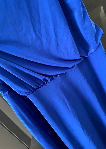 Zincir Detaylı Mavi Uzun Abiye Elbise - Görsel 4