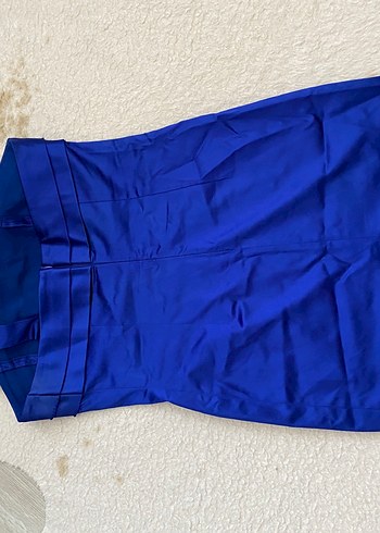 Mavi Drapeli Tek Omuz Midi Elbise - Görsel 3