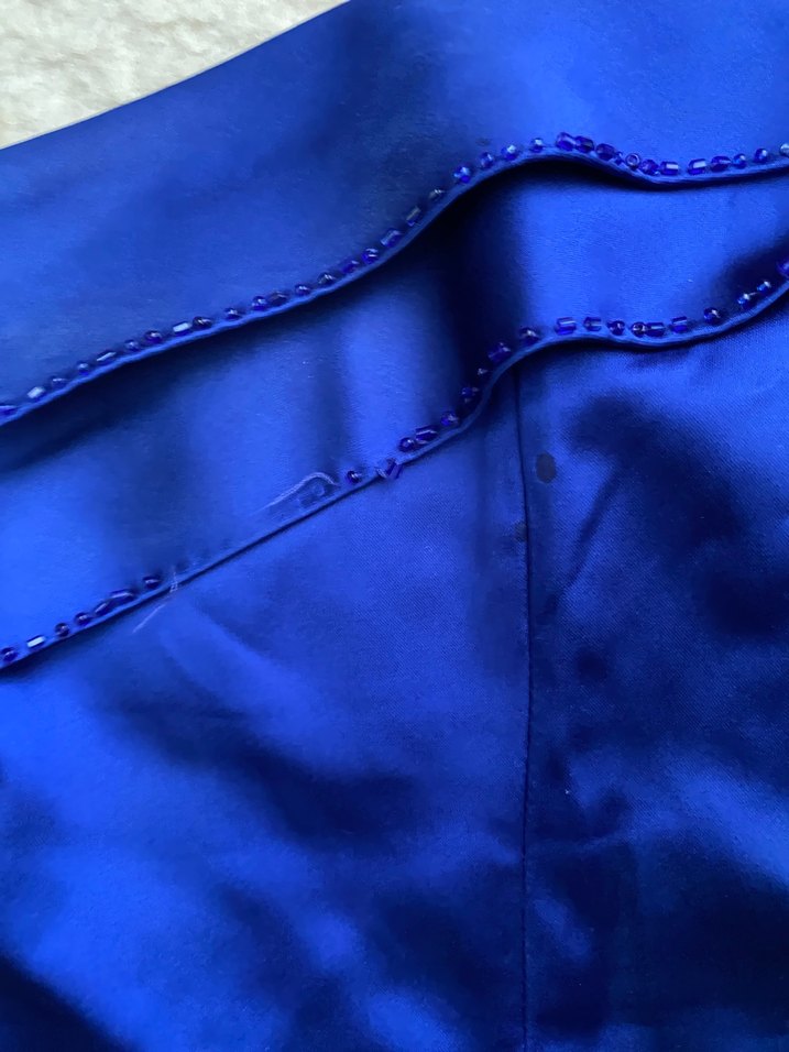 Mavi Drapeli Tek Omuz Midi Elbise - Görsel 4