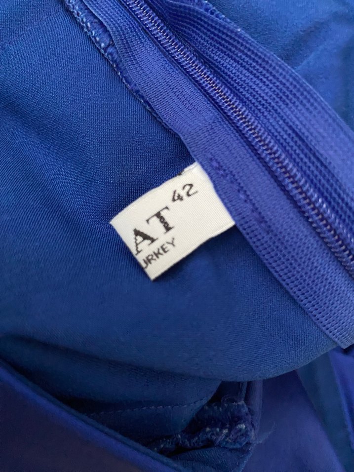 Mavi Drapeli Tek Omuz Midi Elbise - Görsel 5