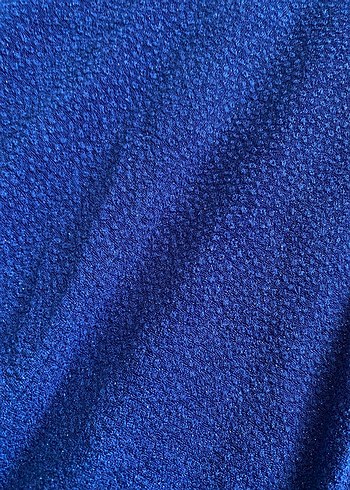 Askısız, Drapeli Uzun Mavi Simli Kadın Elbise - Görsel 5