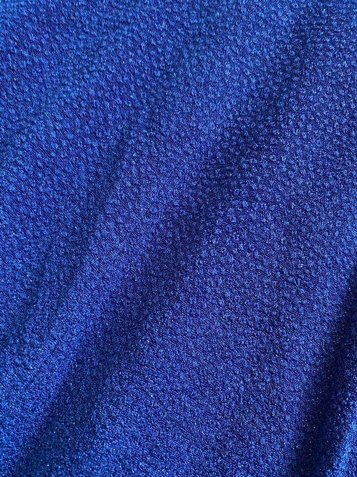 Askısız, Drapeli Uzun Mavi Simli Kadın Elbise - Görsel 5