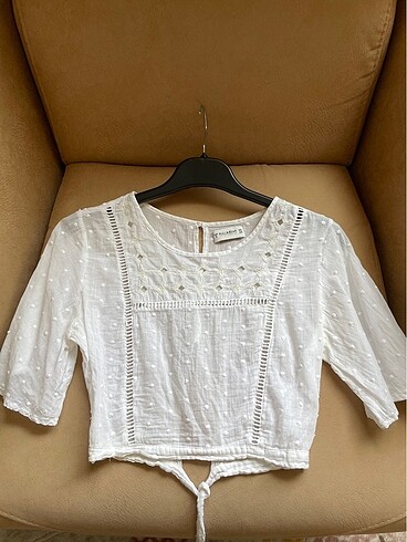 Pull&bear beyaz keten crop