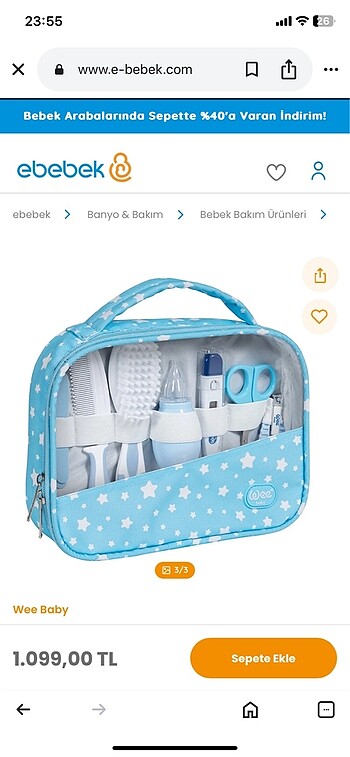 Bebek bakım seti mavi wee baby