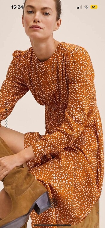 xs Beden turuncu Renk MANGO ELBİSE