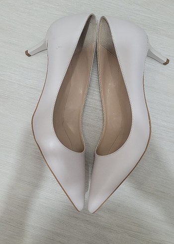38 Beden ten rengi Renk Bej Kadın Deri Stiletto Esnek Taban ekru kemik renk hotiç