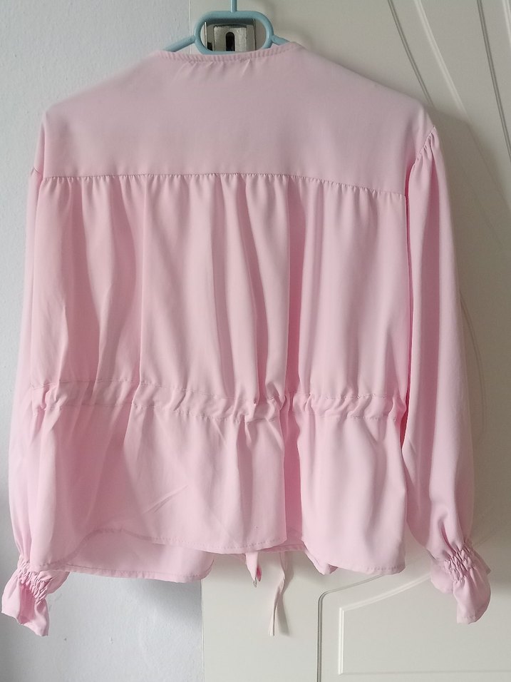 Düğmeli Pembe Uzun Kollu  Gömlek - Görsel 2