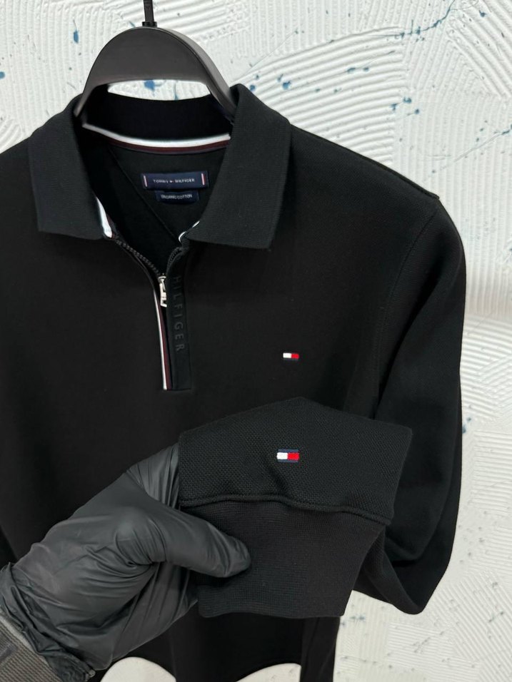 Tommy Hilfiger Siyah Fermuarlı Polo Kazak - Görsel 2