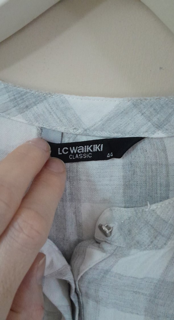 Gri Kareli Uzun Kollu Keten Gömlek - Görsel 2