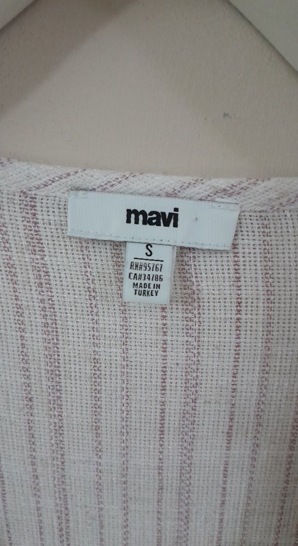 Bej Kadın V Yaka Keten Gömlek - Görsel 2