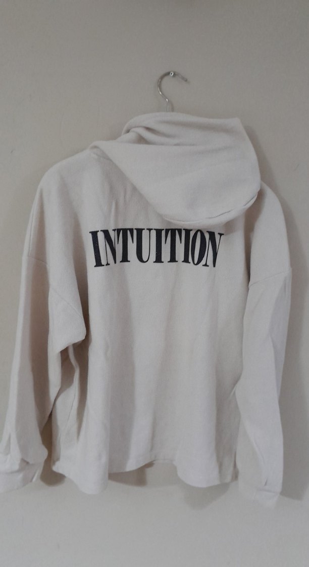 Beyaz Kadın Uzun Kollu Yüksek Yaka Sweatshirt - Görsel 3