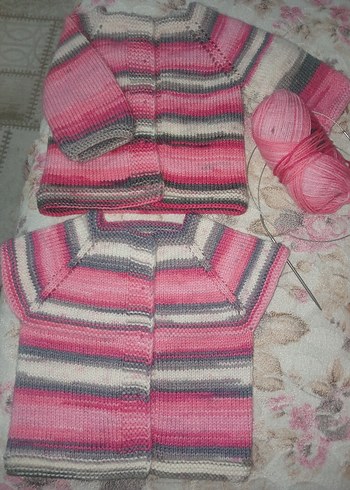 Kız Çocuk Örgü Hırka yelek takımıPembe Gri