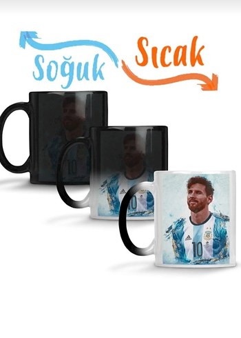  Beden beyaz Renk Renk değiştiren Messi Baskılı sihirli Kupa