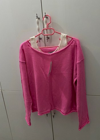 m Beden Pembe Kadın Oversize Triko Kazak