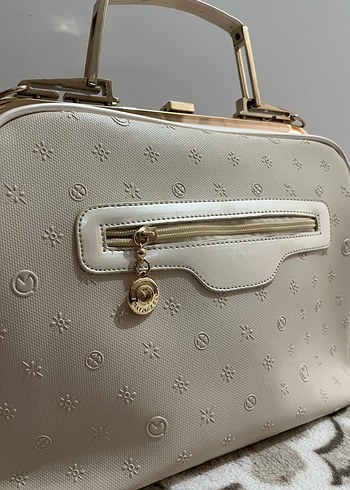 Beyaz Deri Kadın Çanta Tokalı Modern Klasik - Görsel 5