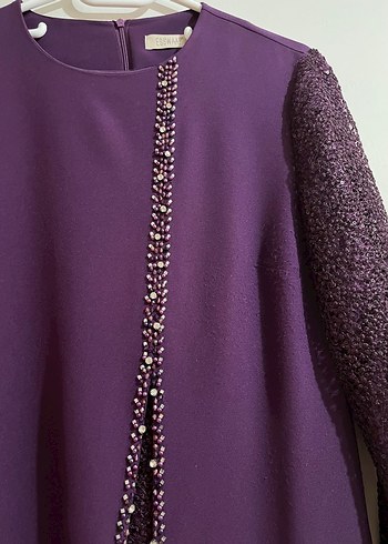 Mor Nakışlı Uzun Kollu tunik - Görsel 3