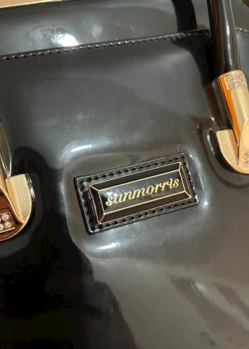 Parlak Siyah Deri Yılan Desenli Kadın Çanta - Görsel 2