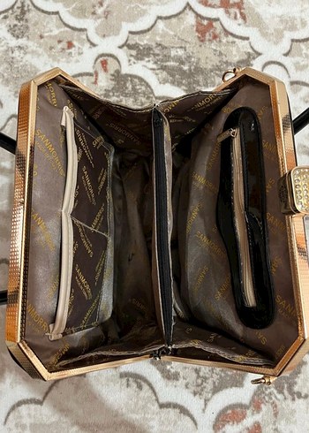 Parlak Siyah Deri Yılan Desenli Kadın Çanta - Görsel 4