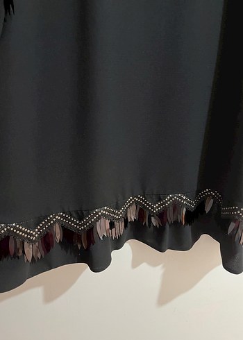 Uzun Siyah Gotik Nakışlı Kadın tunik - Görsel 3