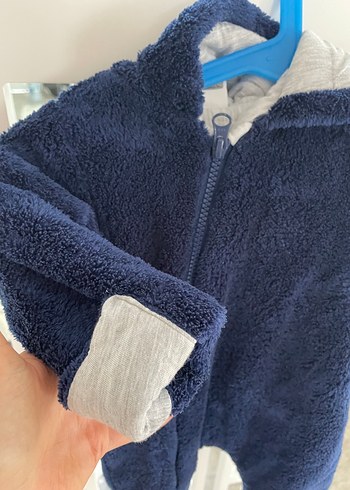 Koyu peluş Mavi Bebek Tulumu - Görsel 3