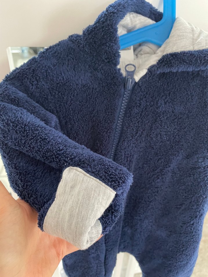 Koyu peluş Mavi Bebek Tulumu - Görsel 3