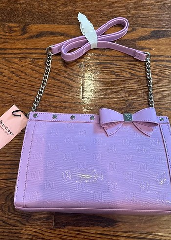 Juicy Couture Pastel Mor Deri Kadın Çanta Fiyonk Detaylı