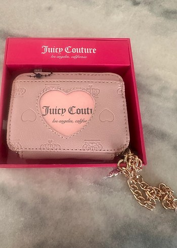 Juicy Couture Pembe Deri Fermuarlı Cüzdan