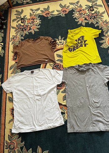 universal Beden Kahverengi Pamuklu/ gri/ beyaz/ sarı renkte Tişört