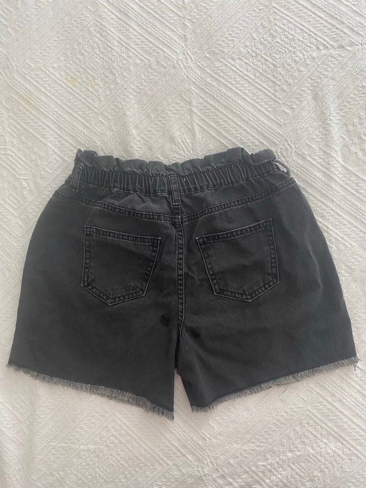 Siyah Bel Detaylı Kız çocuk Denim Mini Şort - Görsel 4