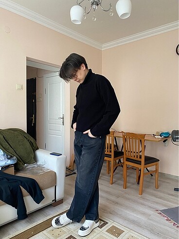 Erkek antrasit baggy jeans