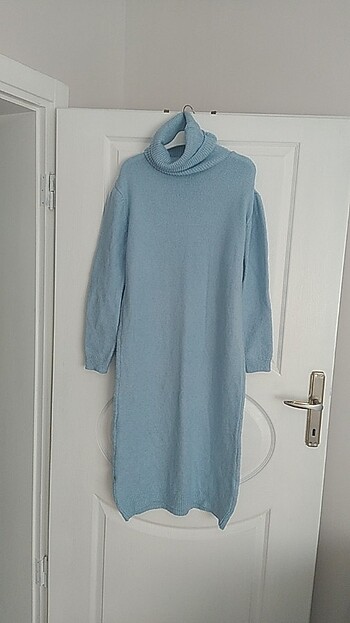 diğer Beden mavi Renk Boydan liglali esnek kışlık elbise her beden rahatlıkla içine gi
