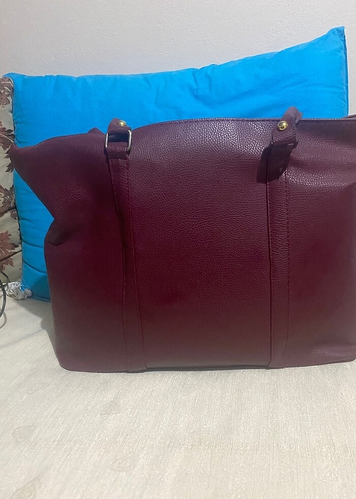 Bordo renkli büyük boy kalıp çanta - Görsel 3