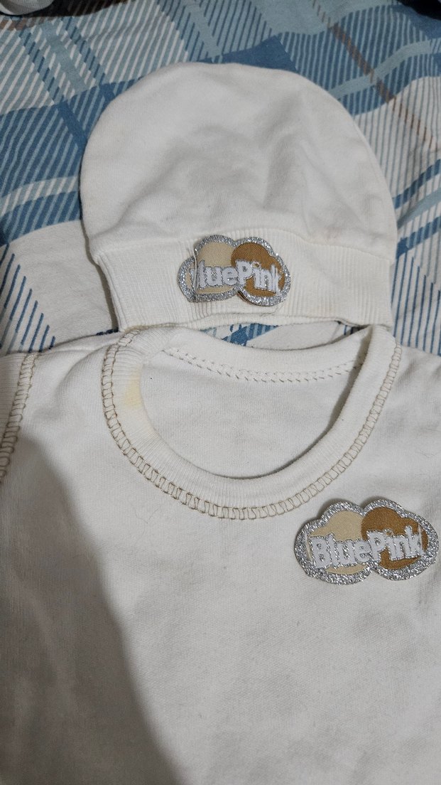 Beyaz Pamuklu Bebek  Body ve Şapka - Görsel 5