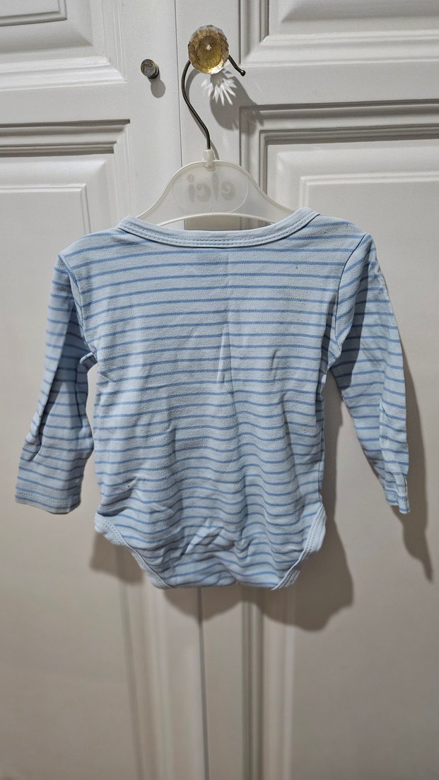 Mavi Çizgili Uzun Kollu Bebek Body - Görsel 4