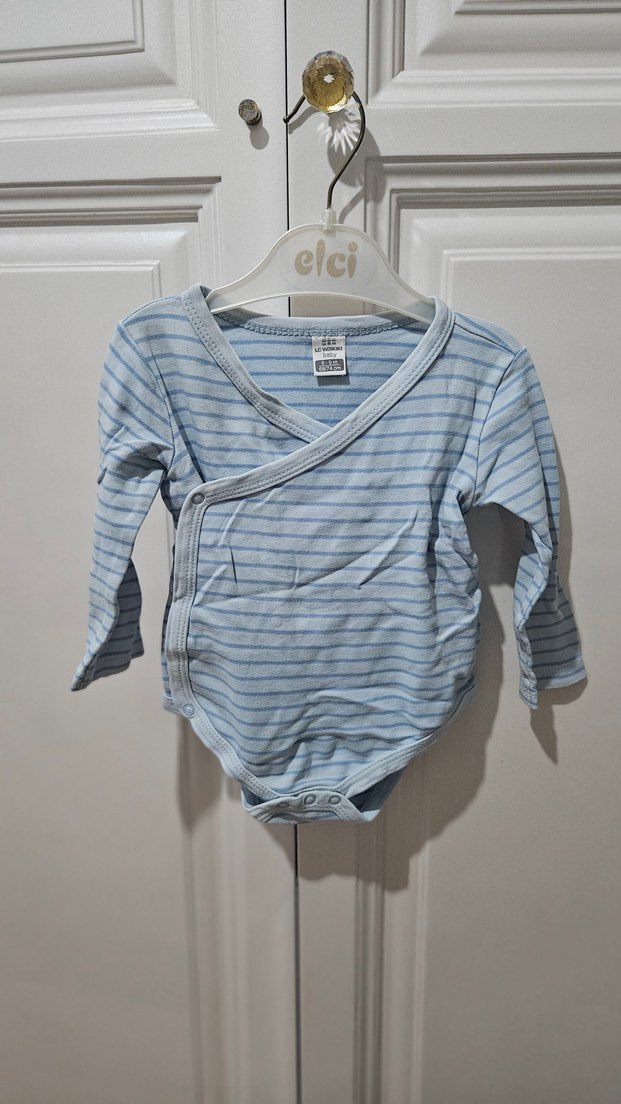Mavi Çizgili Uzun Kollu Bebek Body - Görsel 2