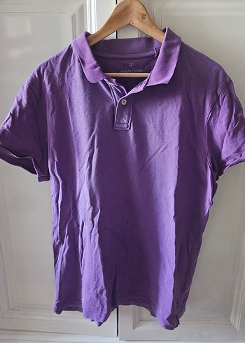 Erkek Mor Kısa Kollu Keten Polo Tişört - Görsel 6
