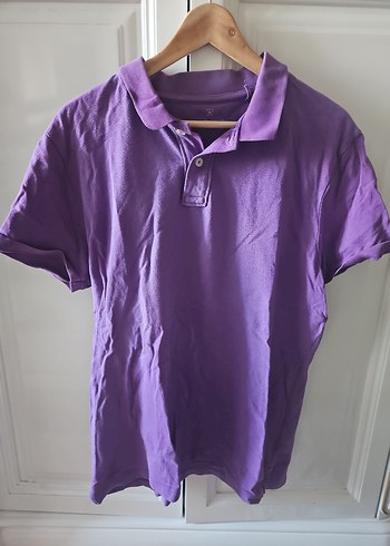 Erkek Mor Kısa Kollu Keten Polo Tişört - Görsel 4