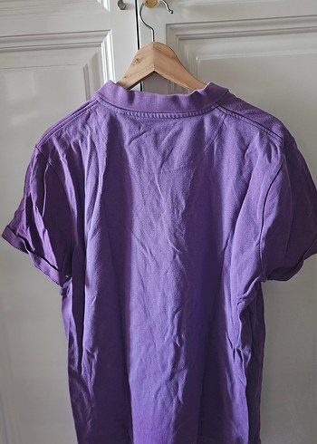 Erkek Mor Kısa Kollu Keten Polo Tişört - Görsel 3