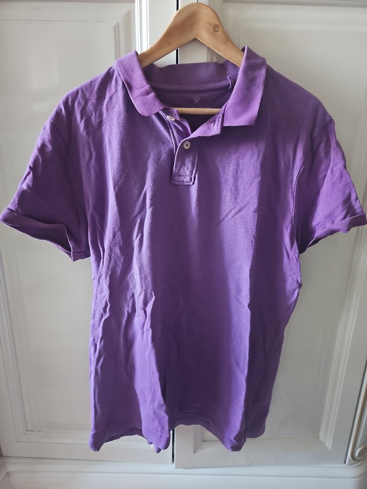 Erkek Mor Kısa Kollu Keten Polo Tişört - Görsel 4