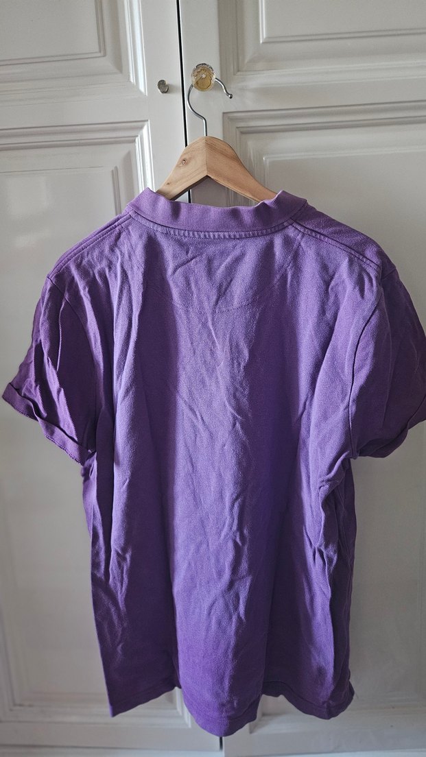 Erkek Mor Kısa Kollu Keten Polo Tişört - Görsel 3