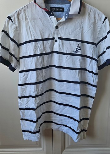 Düğmeli Beyaz Erkek Polo Tişört - Görsel 2