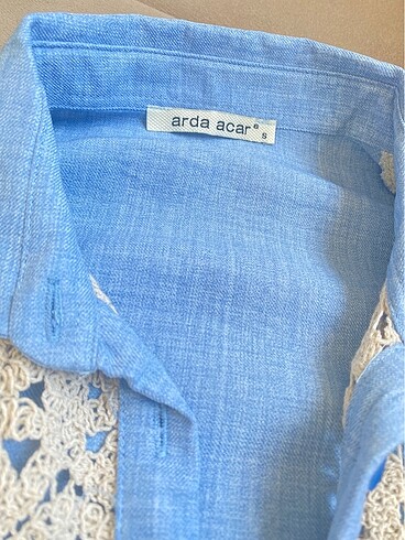 Mavi dantel detay gömlek - Görsel 3