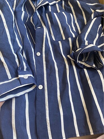 Çizgili gömlek lacivert beyaz - Görsel 6