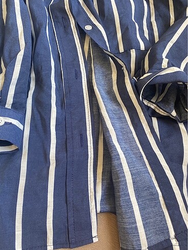 Çizgili gömlek lacivert beyaz - Görsel 9