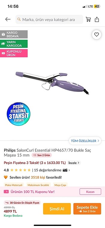 Philips saç şekillendirici maşa
