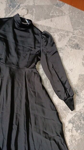 Saten a kesim elbise - Görsel 4