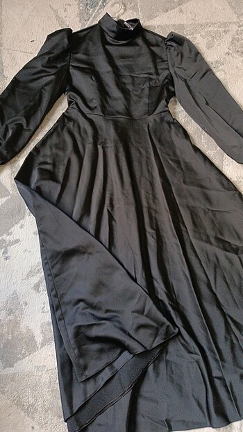 Saten a kesim elbise - Görsel 5