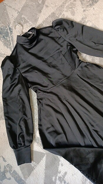 Saten a kesim elbise - Görsel 6