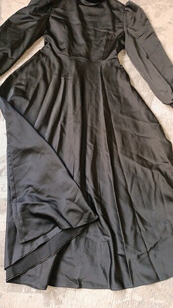 Saten a kesim elbise - Görsel 7