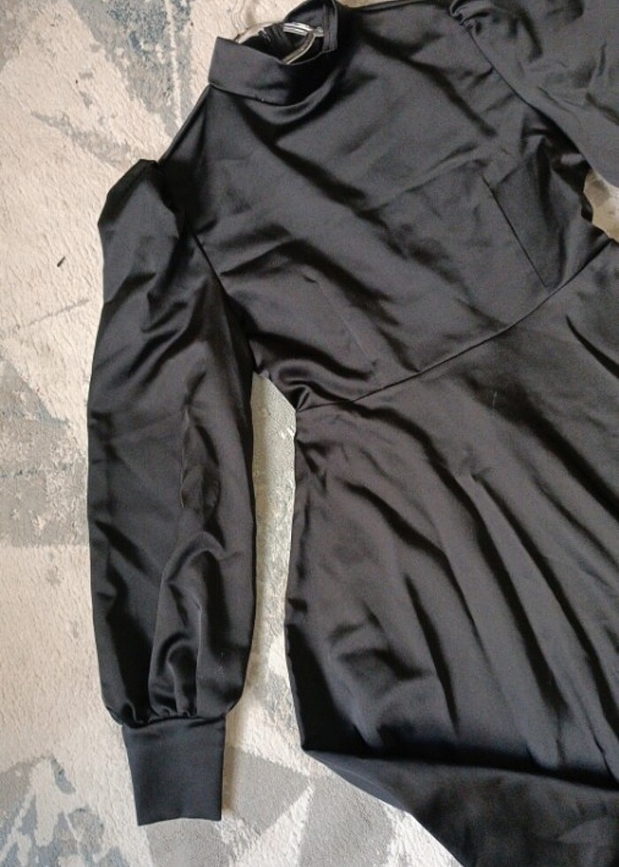 Saten a kesim elbise - Görsel 3